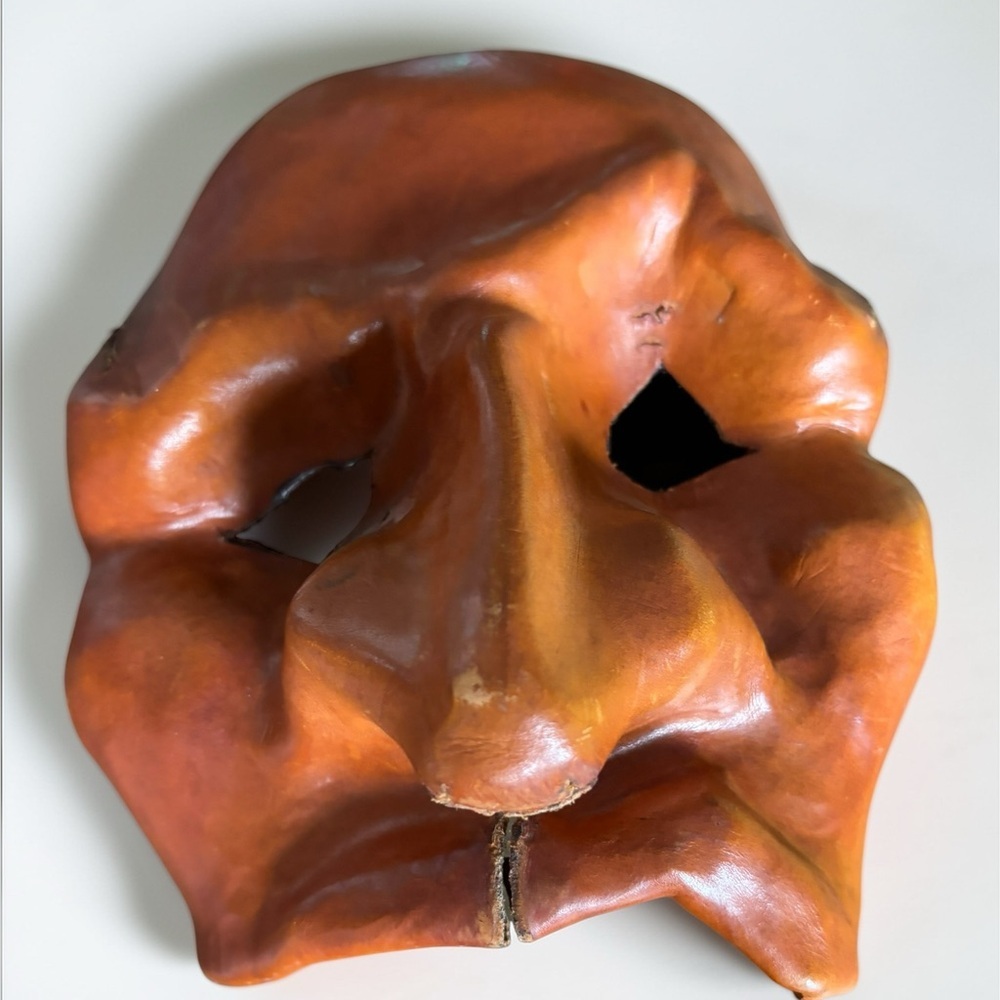 Vintage Leather Theater Masks Set of 2 Wall Decor